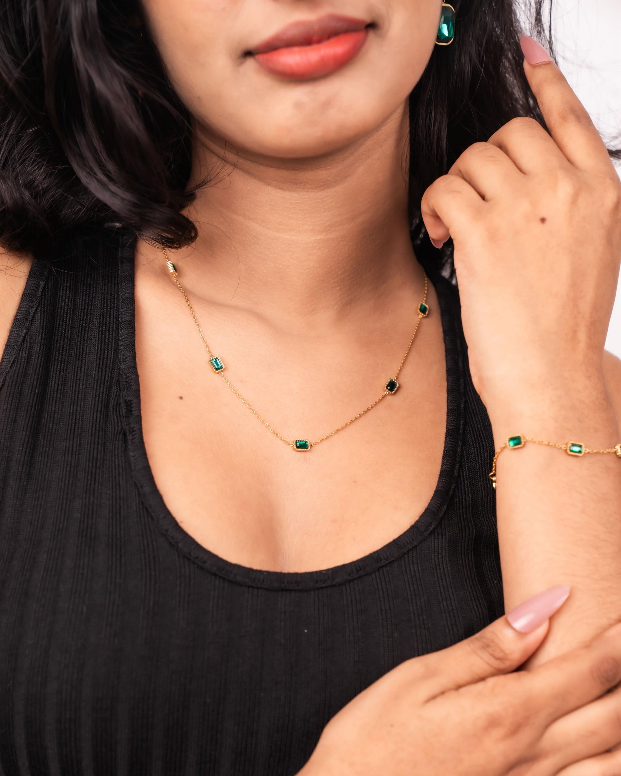 Emerald Squared Necklace
